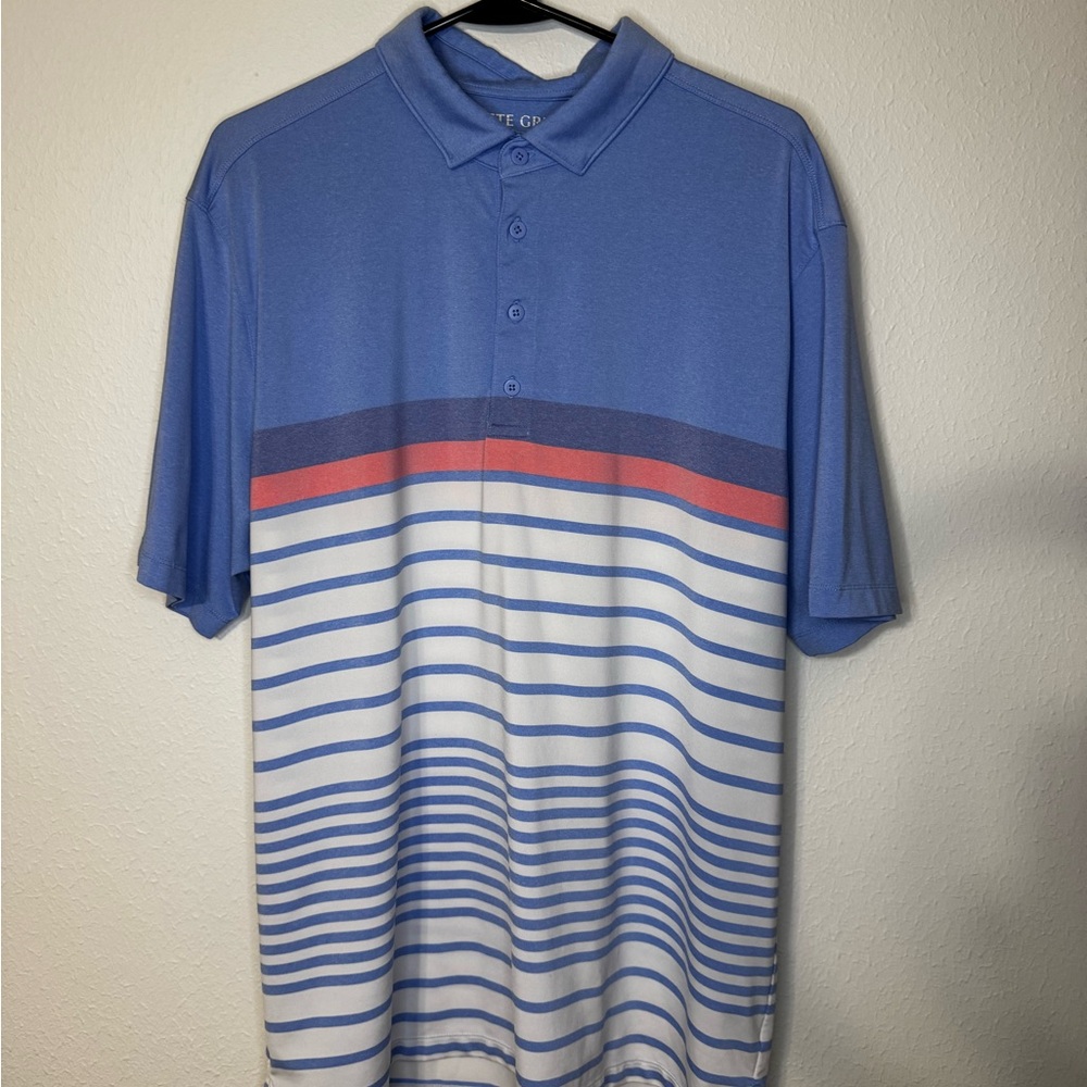 Matte Grey Blue Striped Polo Shirt